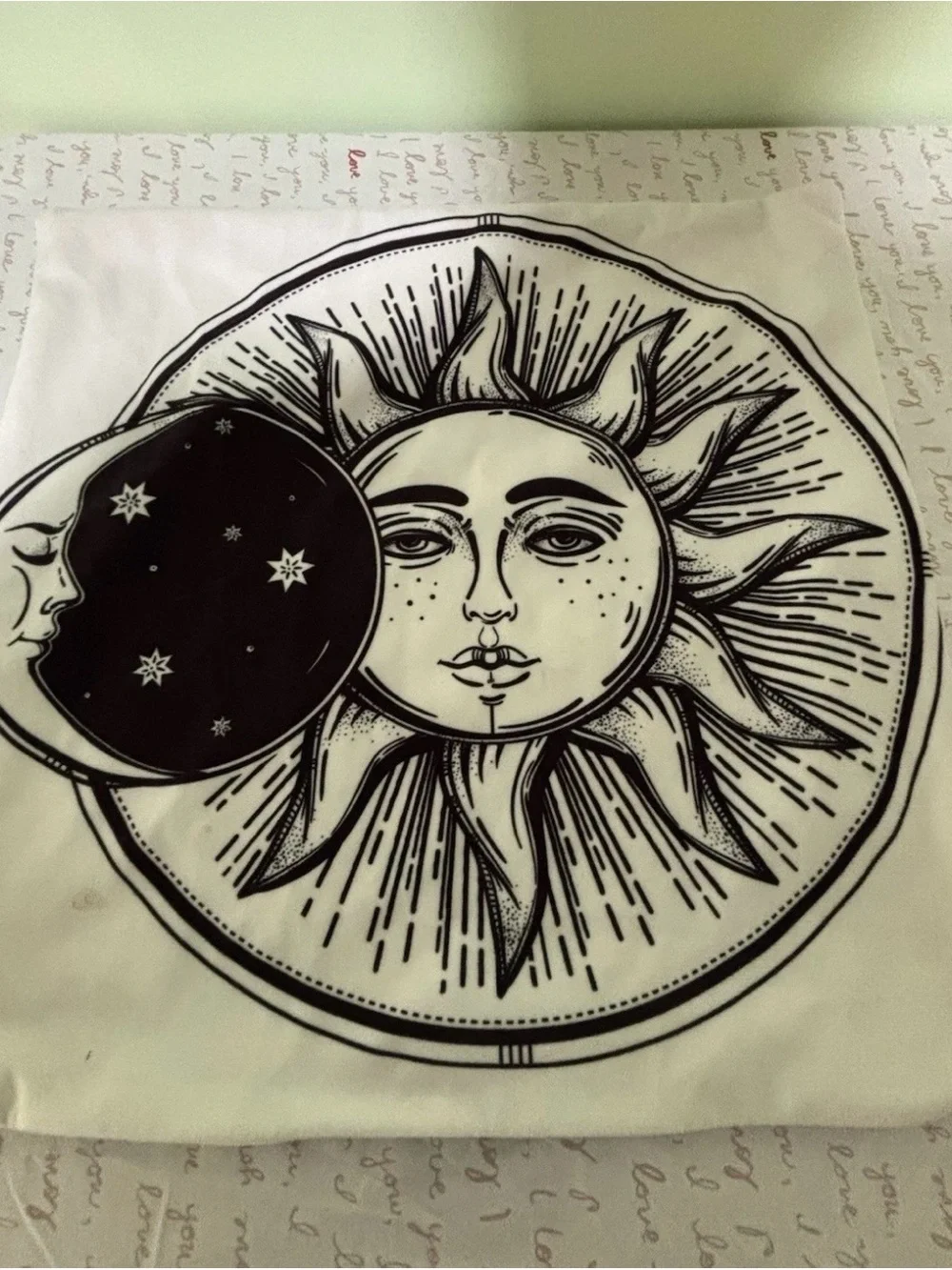 Black & White Sun and Abstract Face Wall Art Pillow Covers